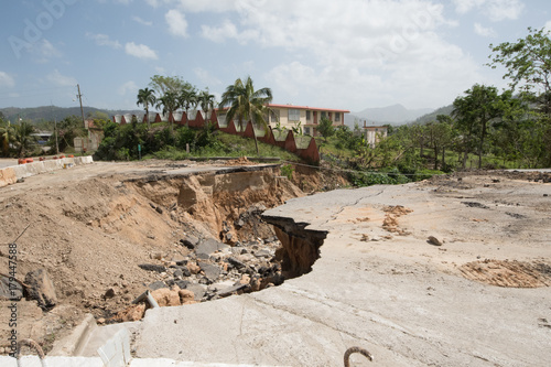 Mud slide on Puerto Rico road after Hurricane Maria