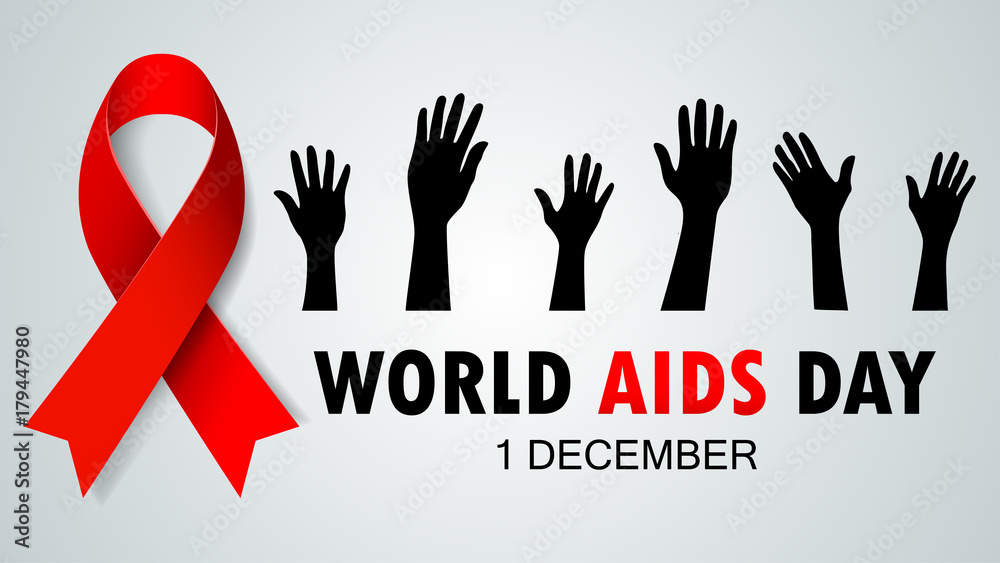 Fototapeta premium World AIDS Day. Red Ribbon Sign