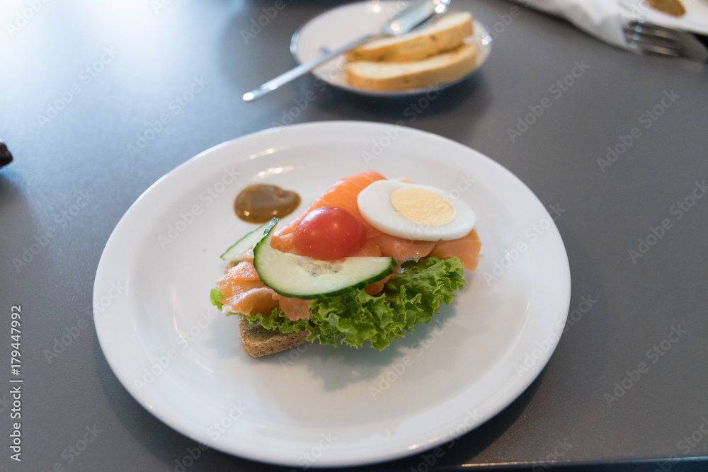 typical food dish of the faroe islands in a cafeteria