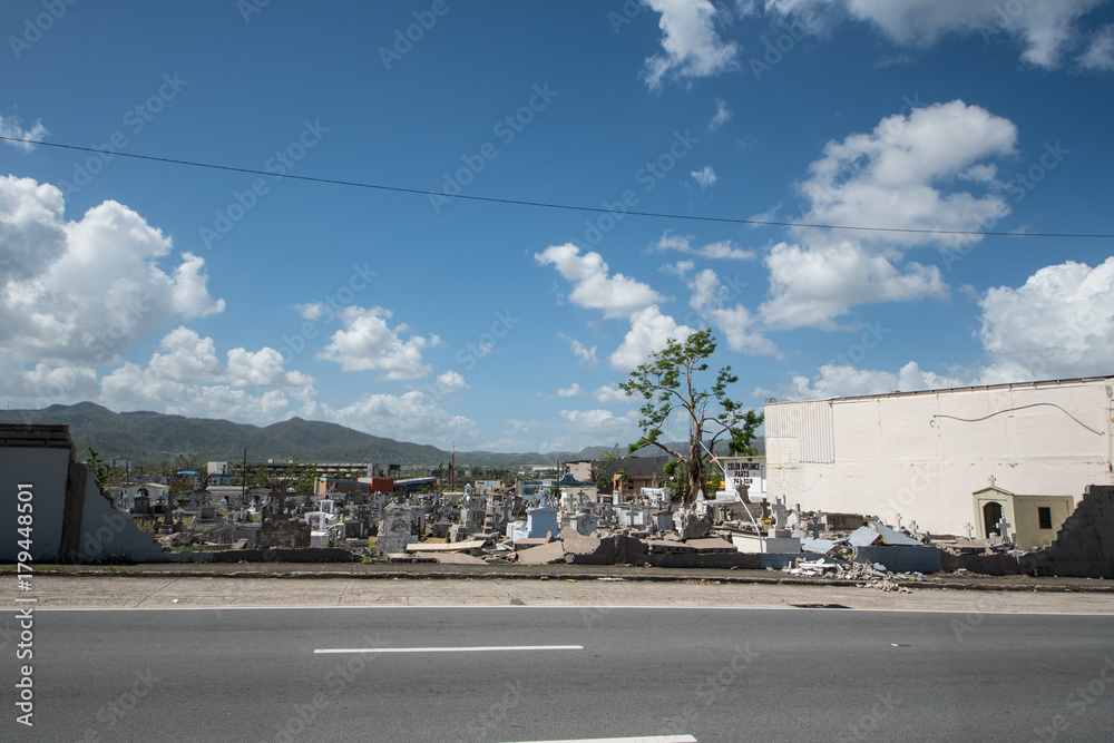 Damage to cemetery walls Caguas, Puerto Rico