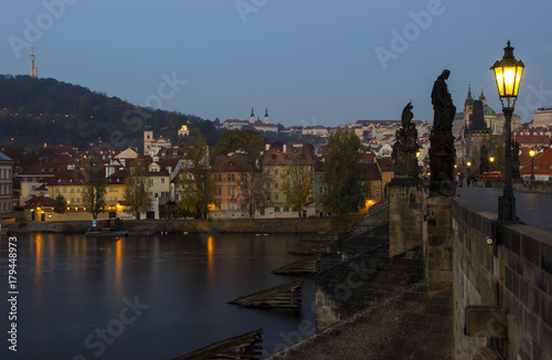 Charles Bridge in Prague. Famous popular touristic place in the world. 