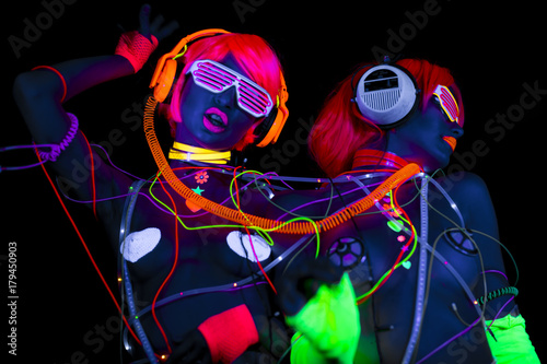 glow uv neon sexy disco female cyber doll
