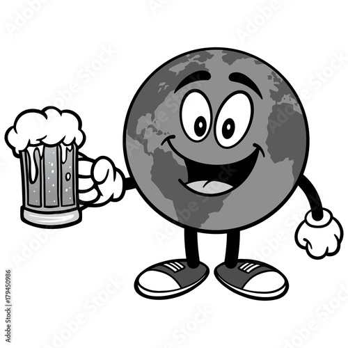Earth with Beer Illustration