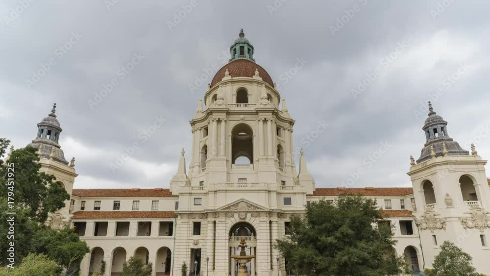 Afternoon motion timelapse cloudy view of The beautiful Pasadena City Hall at Los Angeles, California, United States Afternoon motion timelapse cloudy view of The beautiful Pasadena City Hall at Los Angeles, California, United States