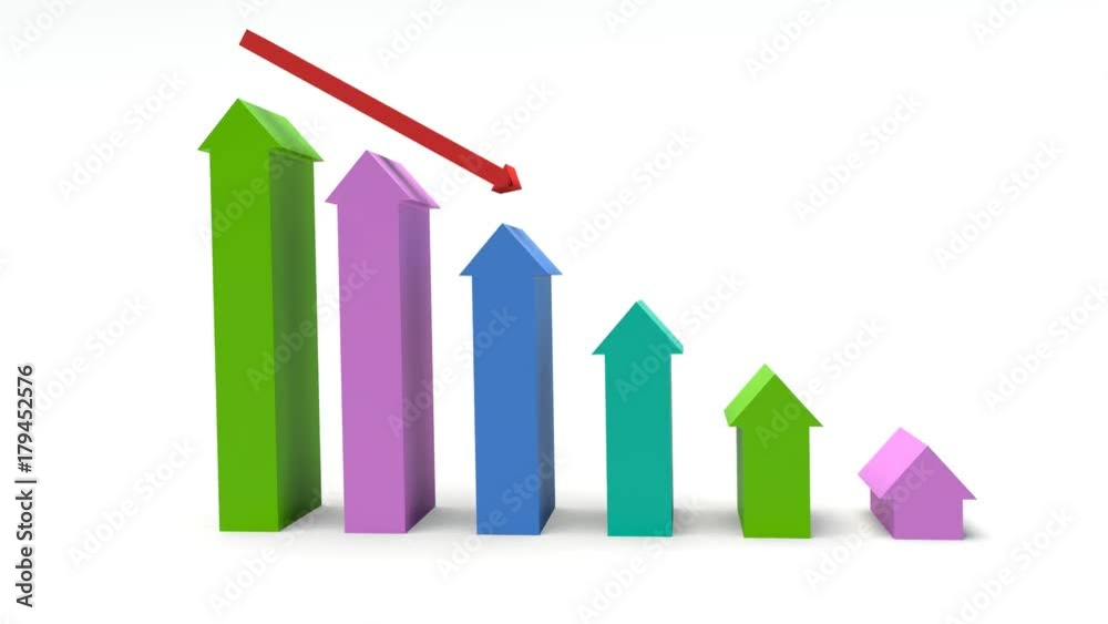 Graph with arrows showing decrease.