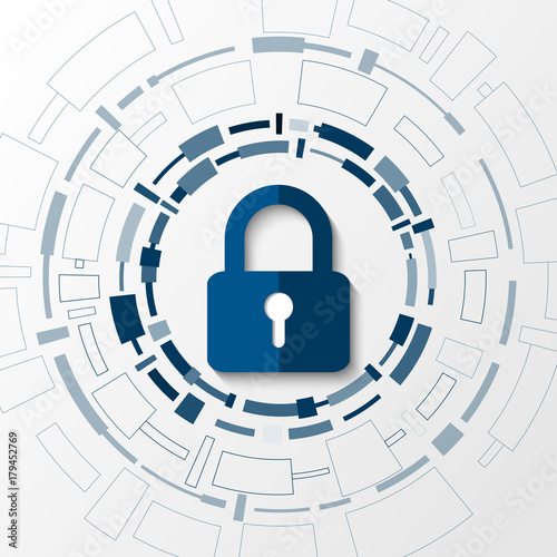 Cyber technology security, network protection background design, vector illustration photo