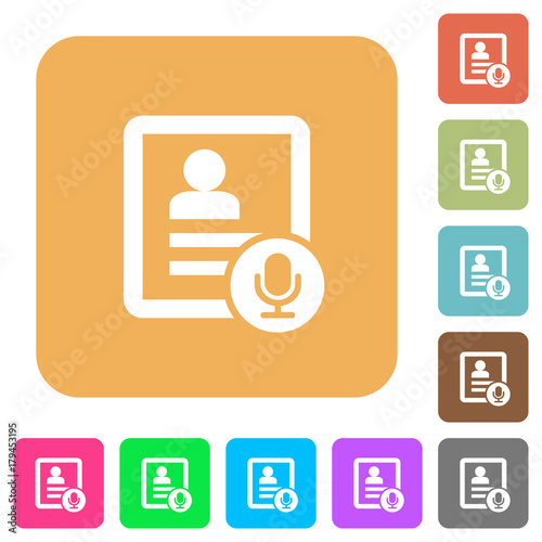 Contact voice calling rounded square flat icons