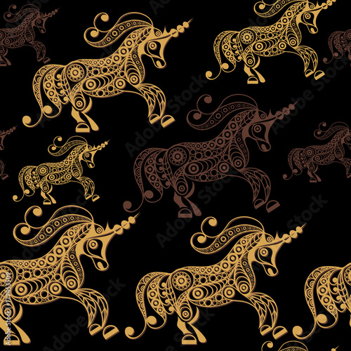 Seamless pattern with decorative unicorn 6