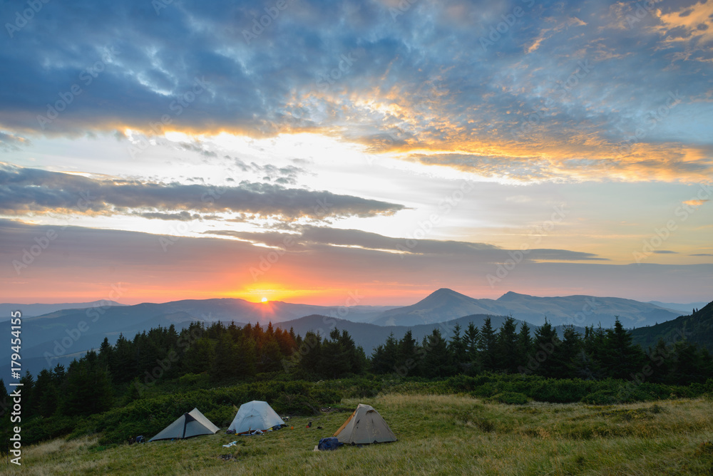 A spectacular dawn in the Carpathian Mountains