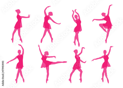 Obraz na płótnie ballerina dancing silhouette set