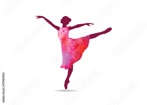 graceful ballerina with water color dress