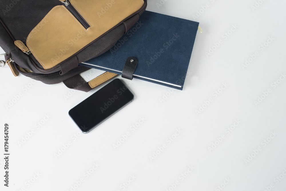 Top view traveler's accessories plan of vacation time Top view traveler's accessories plan of vacation time