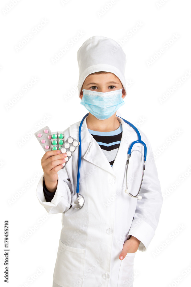 Doctor holding pills on the hand Doctor holding pills on the hand