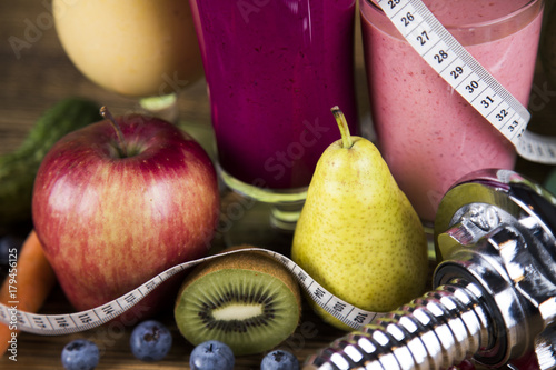 Cocktails with fresh fruits, Vitamin and Fitness 