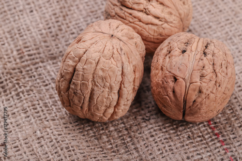big walnuts on burlap
