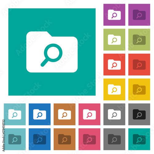 Folder search square flat multi colored icons