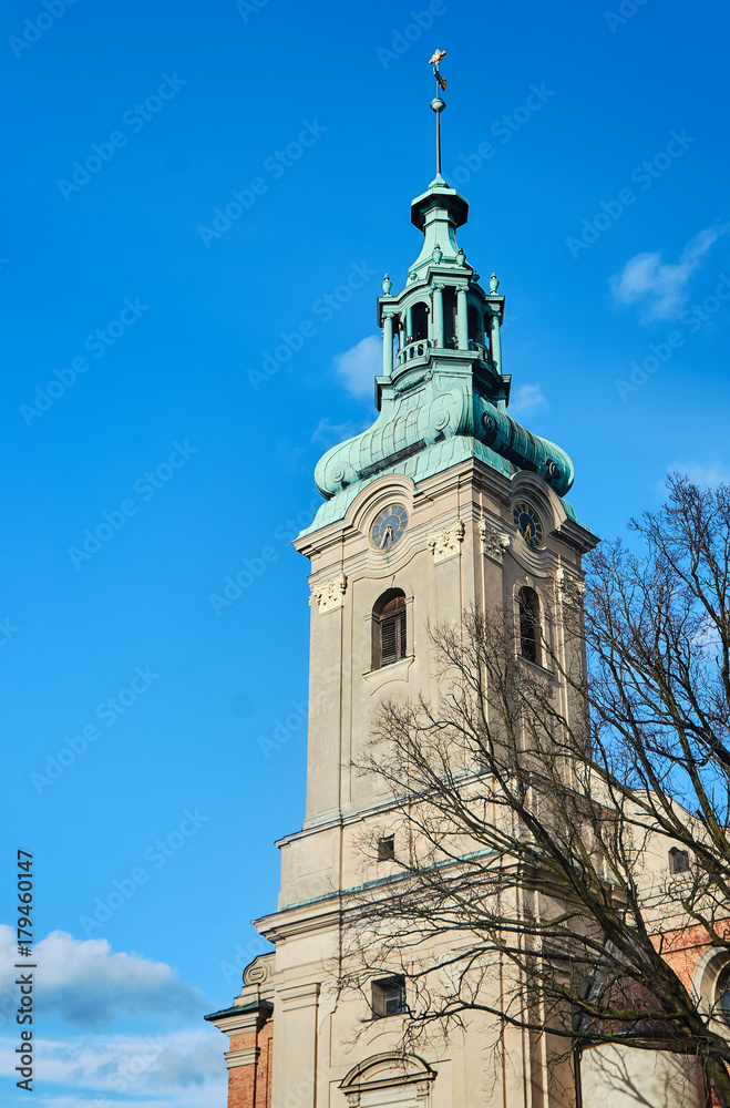 The church tower of the former Protestant church in Leszno.