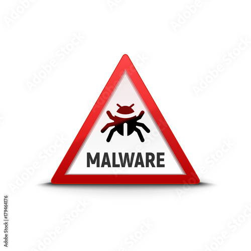 Computer virus sign warning trojan mailware. Security internet virus alert infection