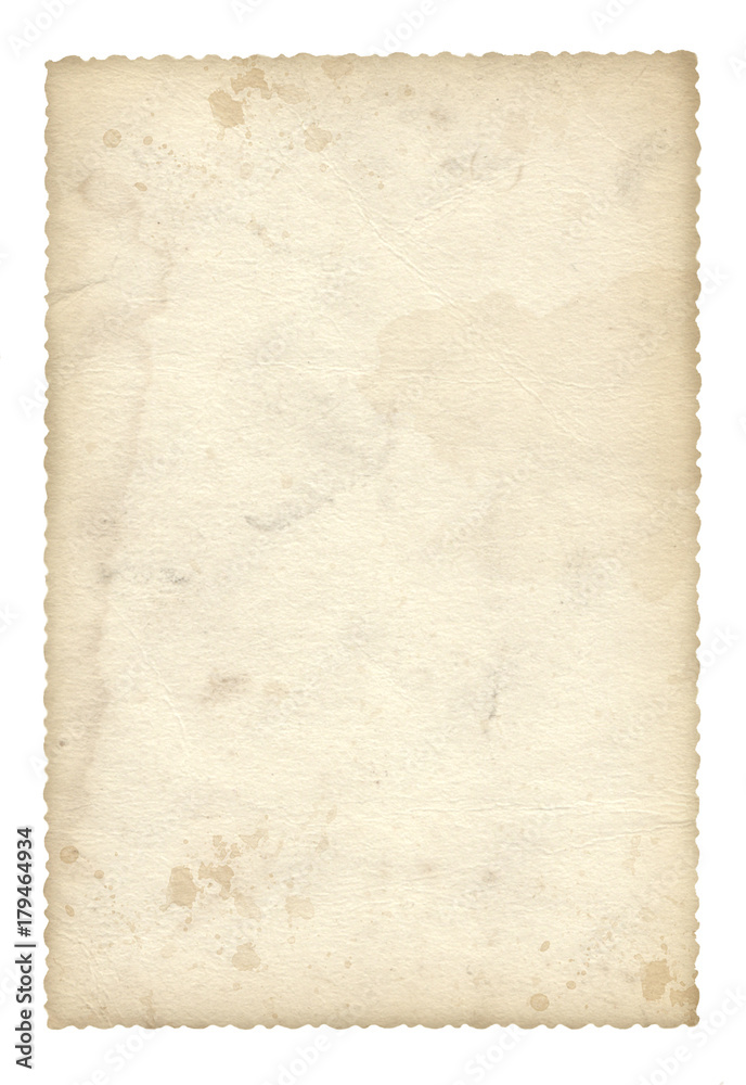 Texture old paper with traces of scuffs and stains. Isolated on white.