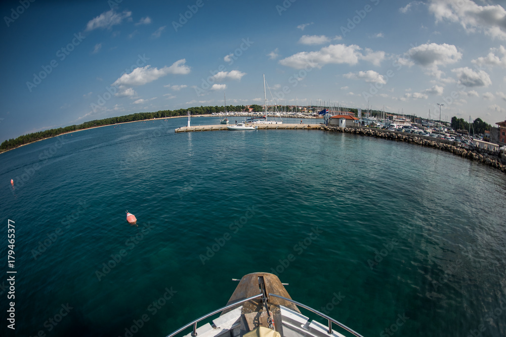 Fisheye view from a boat at the Adriatic Sea