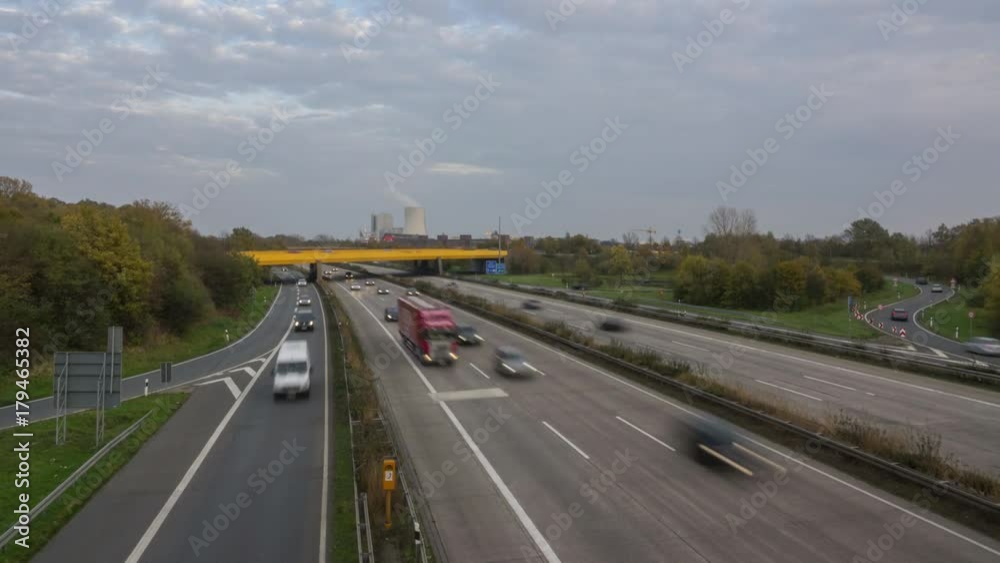 Traffic on autobahn A2 in Hannover. Timelapse. Traffic on autobahn A2 in Hannover. Timelapse.