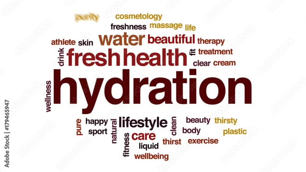 Hydration animated word cloud, text design animation. Hydration animated word cloud, text design animation.
