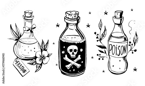 Bottles with potions. photo