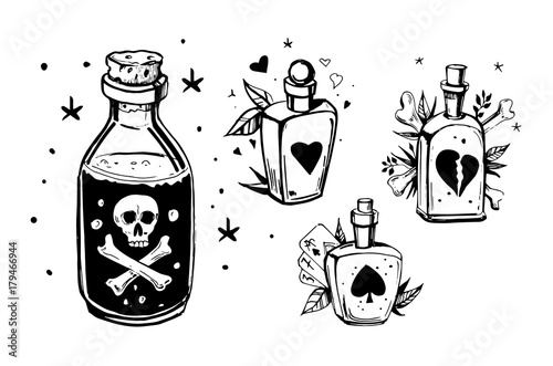 Bottles with potions.