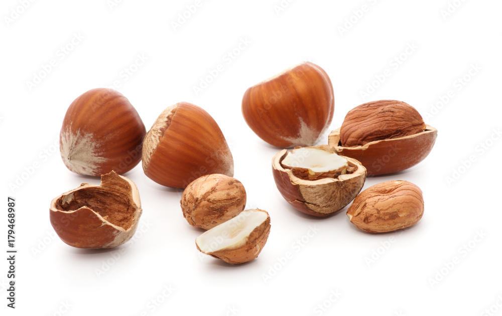 Hazelnuts isolated on white background Hazelnuts isolated on white background