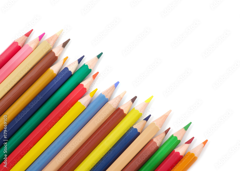 Color pencils isolated on white background.