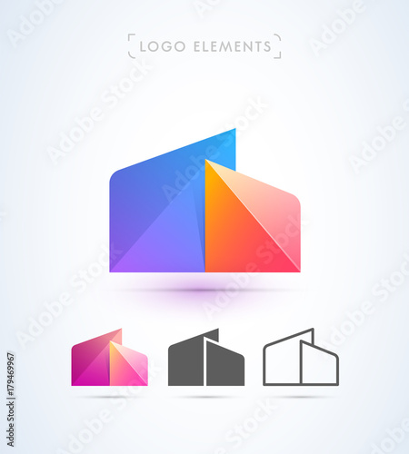 Free Download Vector Real Estate, construction, abstract buildings logo template. Origami paper style. Crystal shape - GFXLoad