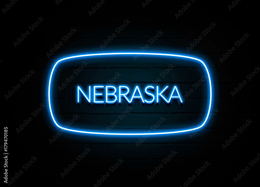 Nebraska - colorful Neon Sign on brickwall Nebraska - colorful Neon Sign on brickwall