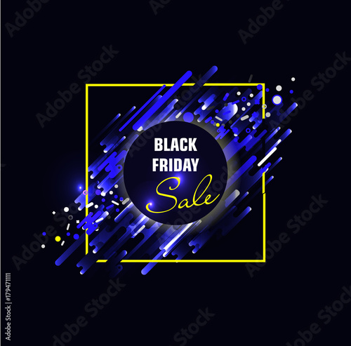 Black Friday sale. Ovals and stripes  modern abstract background  round banner  advertising  vector illustration. Vector image. Sale inscription design template