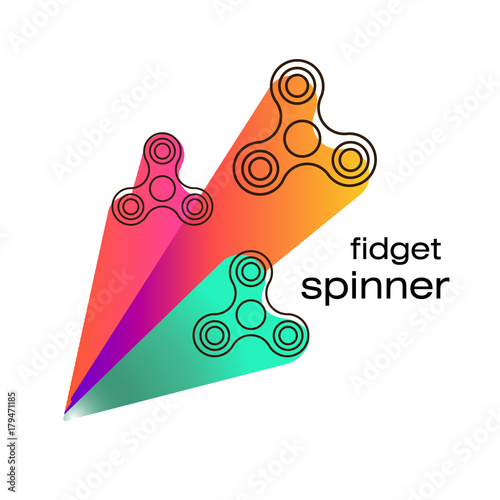 Icon Fidget spinner is a modern toy for stress removal and finger training. Isolated Vector Illustration. Linear outlines on a color background. Banner, poster or design element