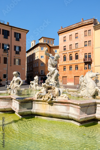 La Fontana del Nettuno or Fountain of Neptune at Piazza Navona in Rome