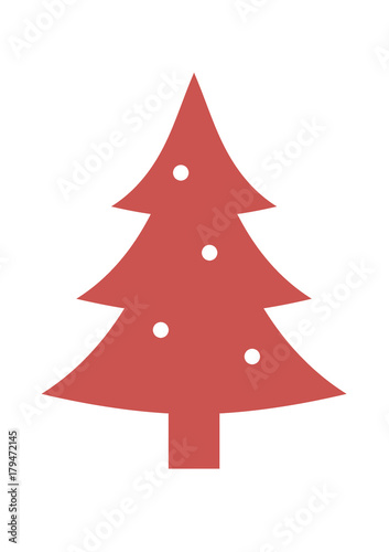 Red Christmas Tree Silhouette Icon Illustration