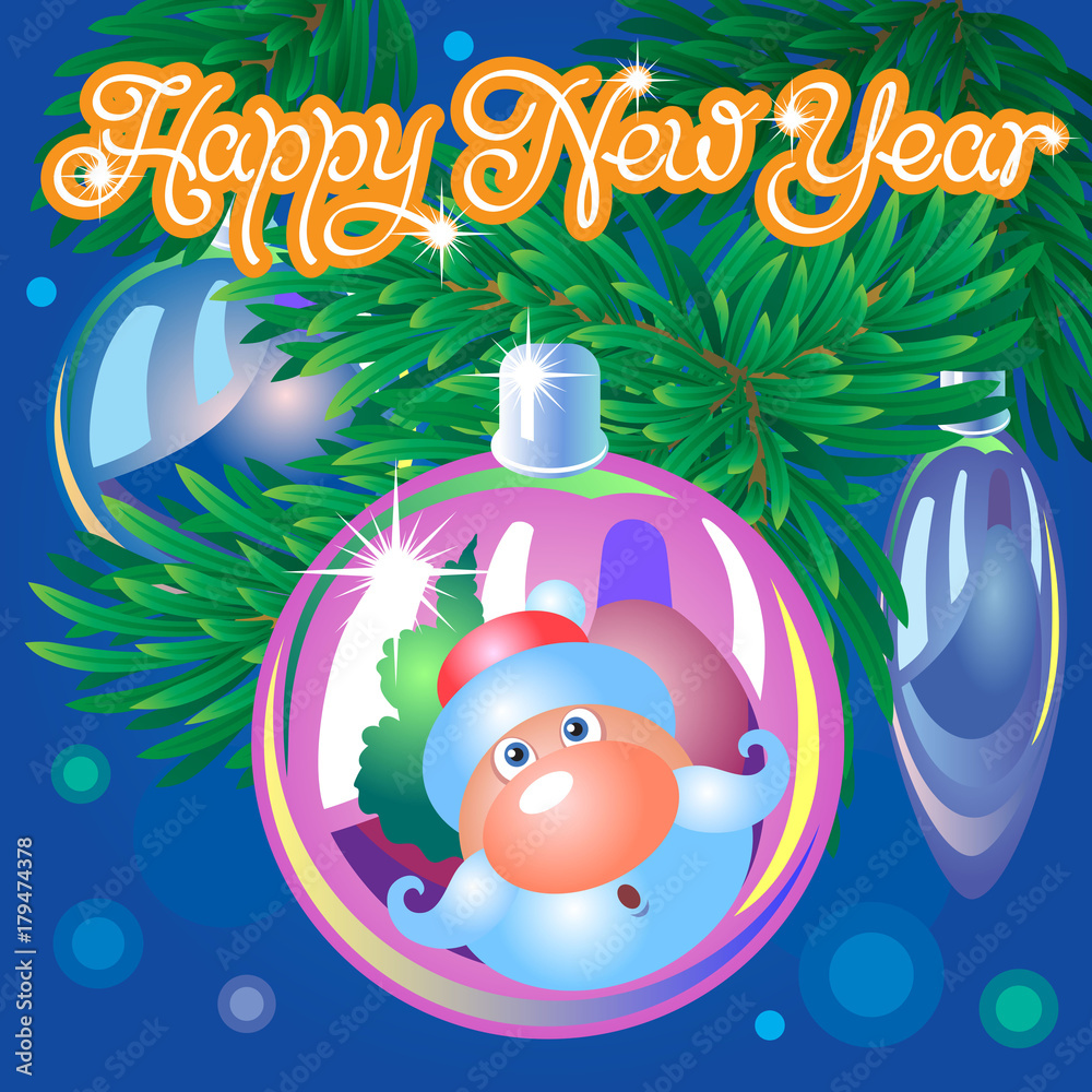 Naklejka premium Christmas card. Happy New Year. Text design.