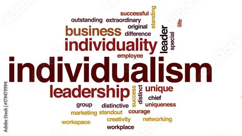 Individualism animated word cloud, text design animation.