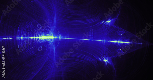 Blue And Green Abstract Lines Curves Particles Background