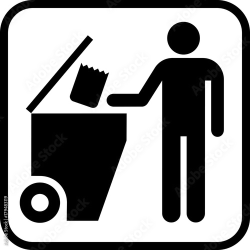 Trash bin on a wheels or Garbage bin on a wheels vector icon illustration.