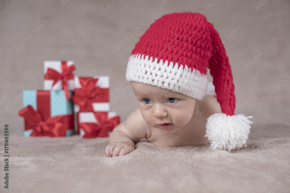 Christmas, Happy baby crawling