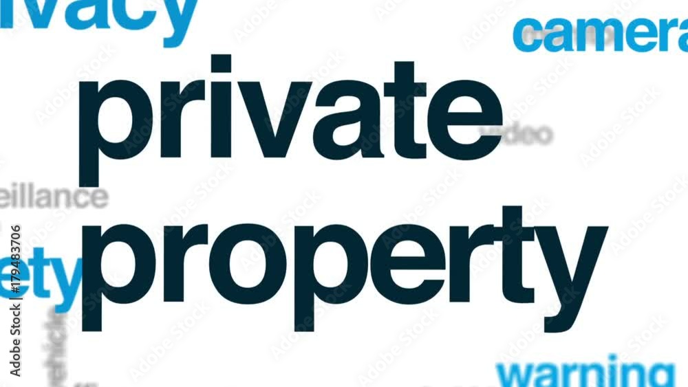 Private property animated word cloud, text design animation. Private property animated word cloud, text design animation.