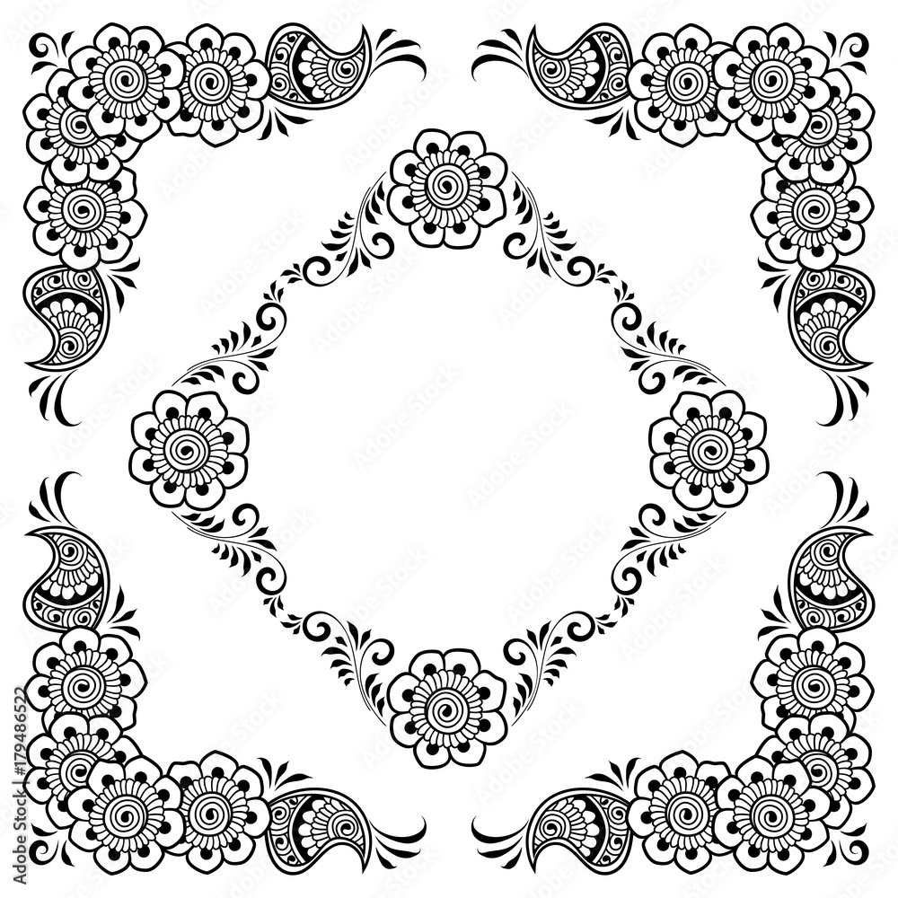 Fototapeta premium Hand drawn floral background with place for text. Vector Illustration