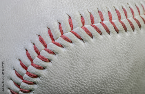 Macro close up of old baseball background with copy space. Sports background