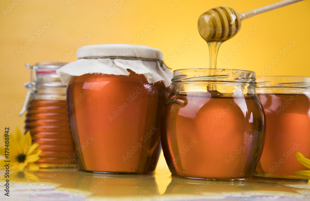 Jar of liquid honey Jar of liquid honey