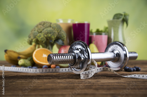 Cocktails with fresh fruits, Vitamin and Fitness 