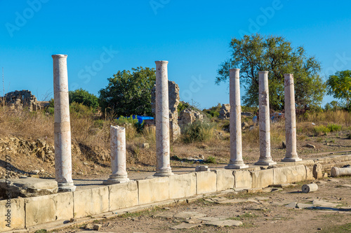 Ruins of ancient city in Side, Turkey