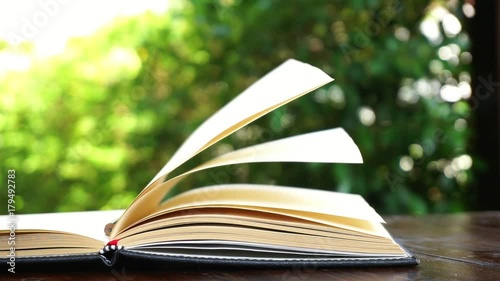 Book open by wind