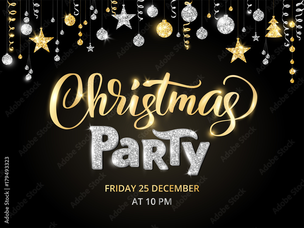 Black and Gold Christmas Party - Printable Party  Black gold christmas,  Gold christmas, Christmas party