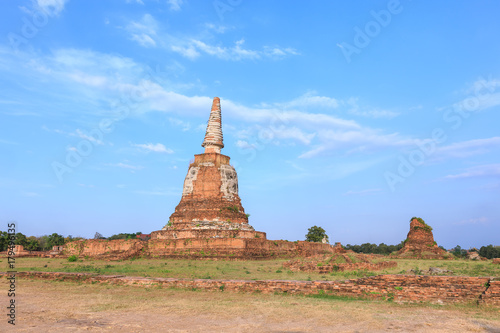 An ancient pagoda in meadow, Ayutthaya, Thailand